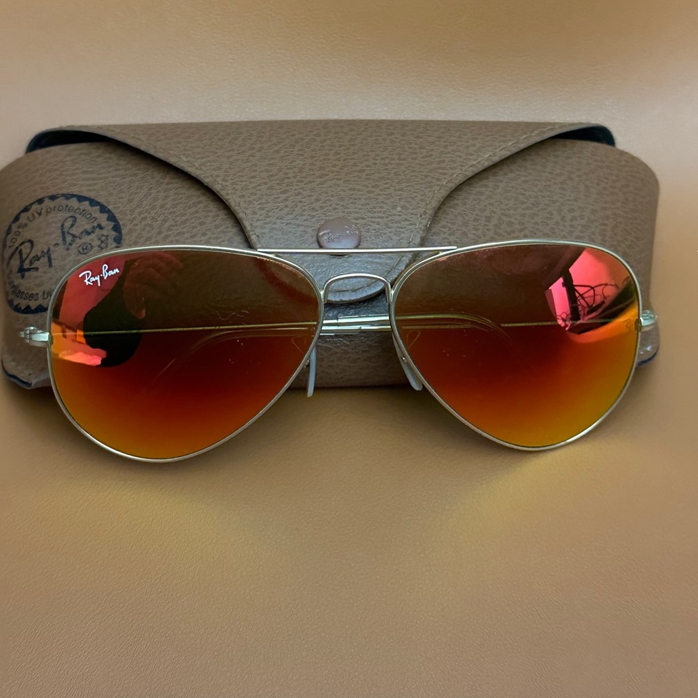 Ray-ban aviator flash lenses in orange
